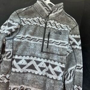The North Face Black and Gray Geometric Zip-Up Sweater
